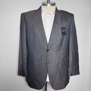 Pronto Uomo‎ Platinum Sport Coat Mens 48R Gray Micro-check Wool Blend Blazer